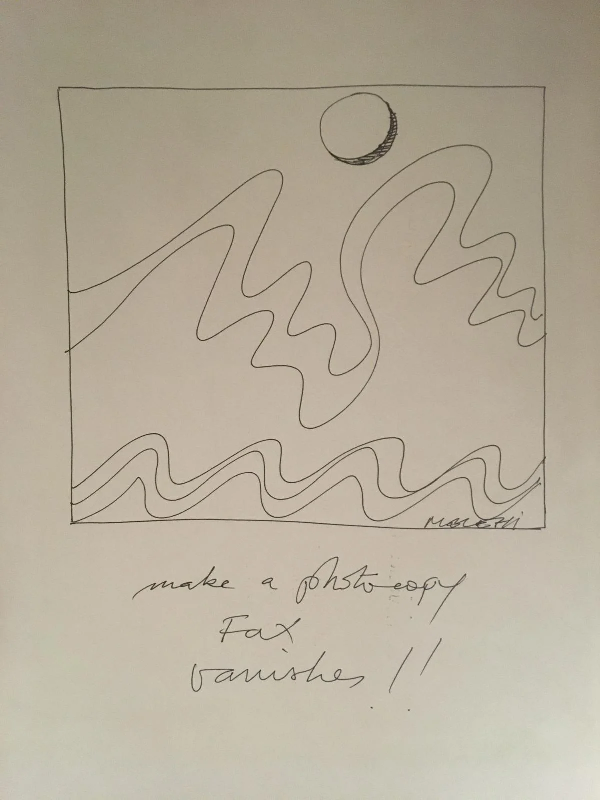 Sketch by Melehi with a handwritten note
