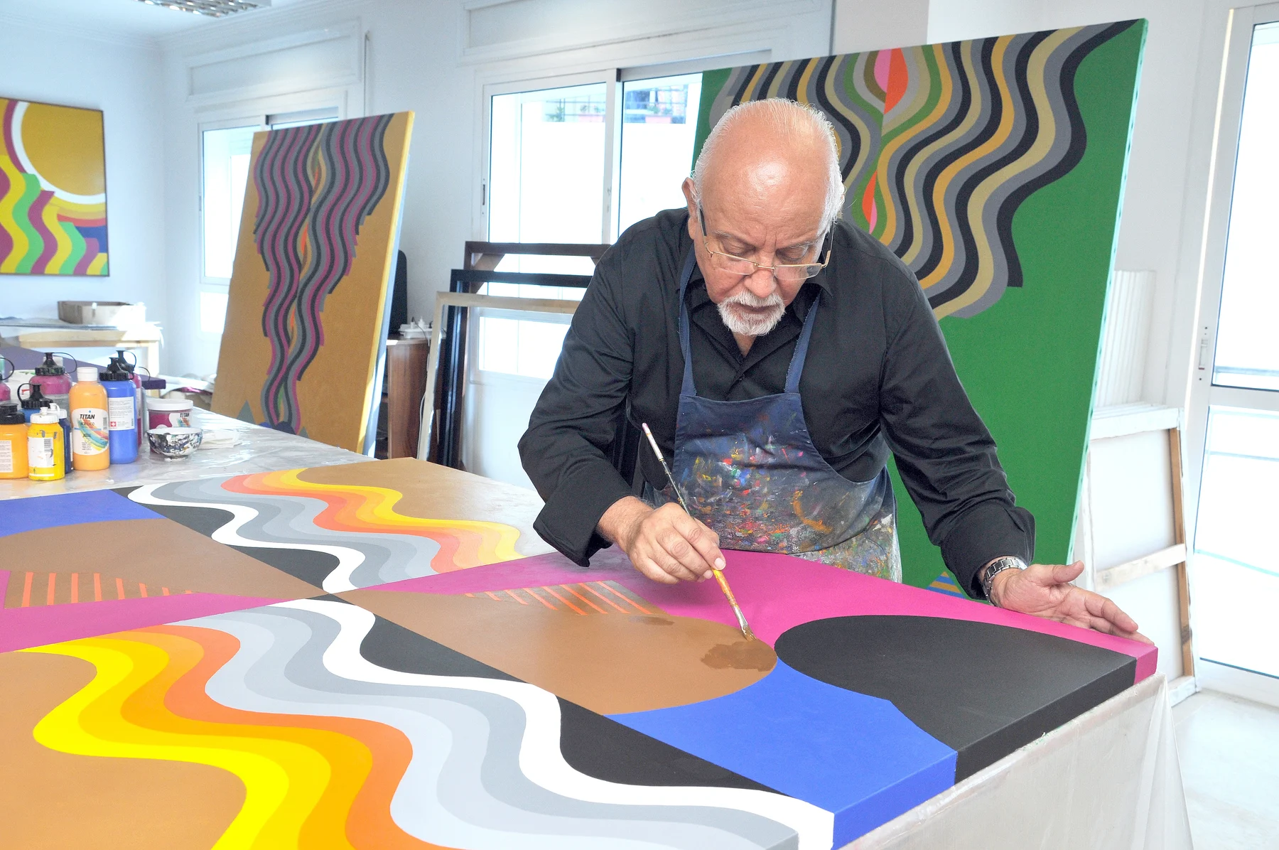 Melehi working in his Tangier studio